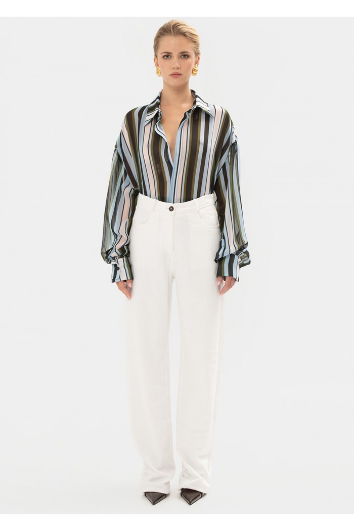 BLUE STRIPED OS SHIRT