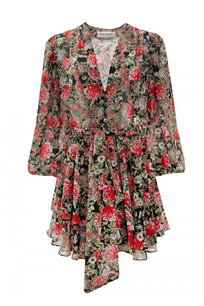 RED FLORAL MINI DRESS