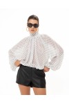 WHITE POLKA BLOUSE