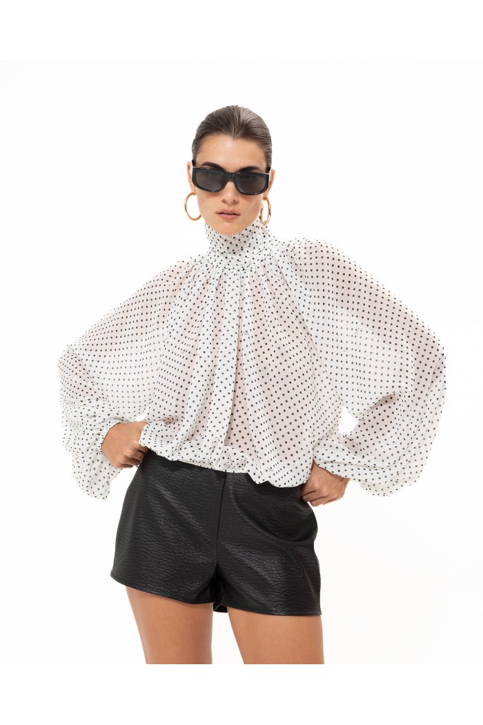 WHITE POLKA BLOUSE
