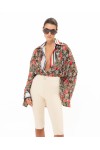 RED FLORAL OS SHIRT