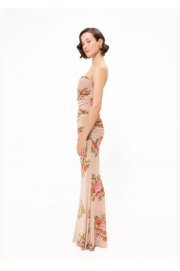 Pink Romance Strapless Mesh Dress