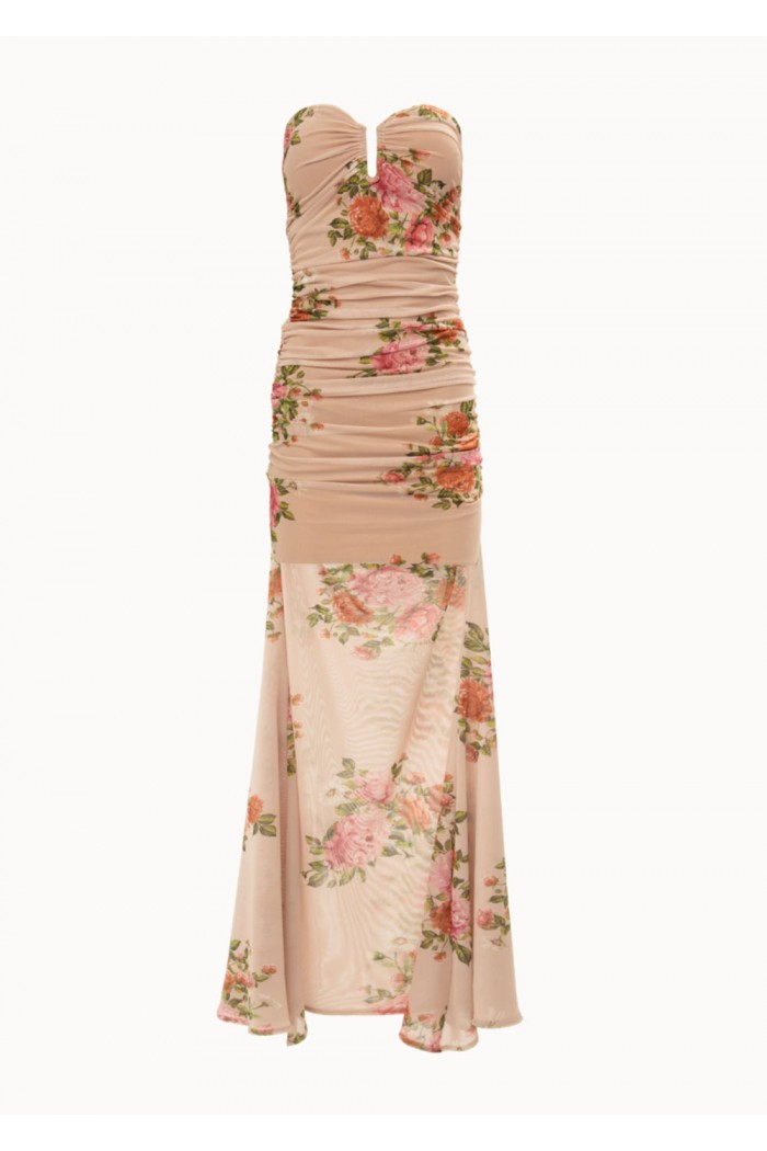 Pink Romance Strapless Mesh Dress