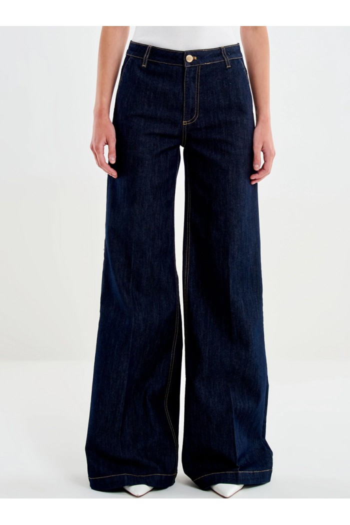 Elena Wide Leg Denim Rinse Jeans