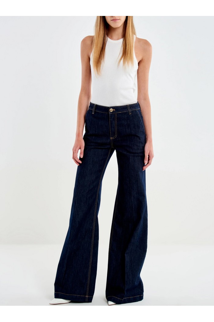 Elena Wide Leg Denim Rinse Jeans