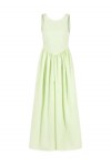 LONG, FULL-SKIRTED POPLIN DRESS WITH GATHERED WAISTt