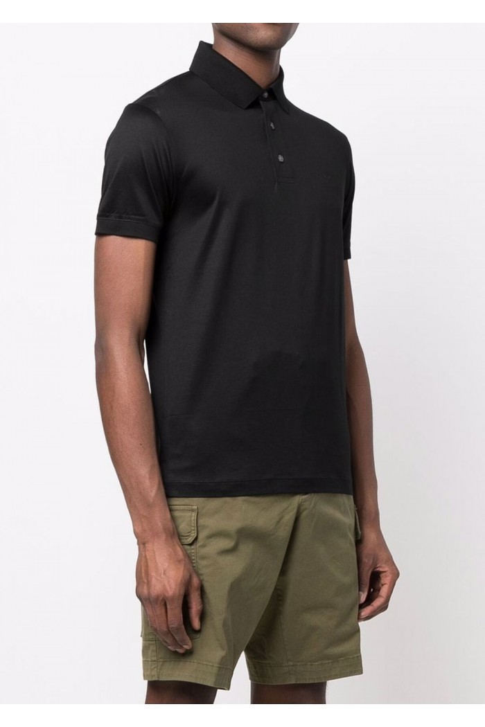 POLO SHIRT WITH EMBROIDERED LOGO BLACK