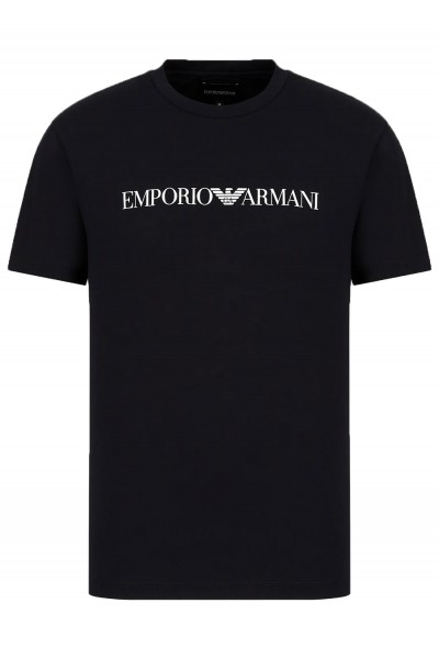 JERSEY T-SHIRT WITH LOGO PRINT NAVY BLUE