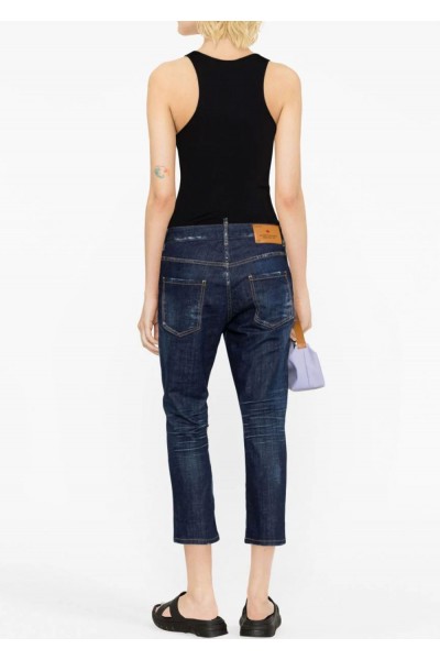DARK CLEAN WASH COOL GIRL CROPPED JEANS