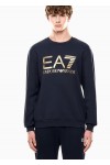 Stretch-cotton crew-neck sweatshirt with oversized logo