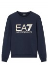 Stretch-cotton crew-neck sweatshirt with oversized logo
