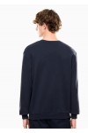 Stretch-cotton crew-neck sweatshirt with oversized logo