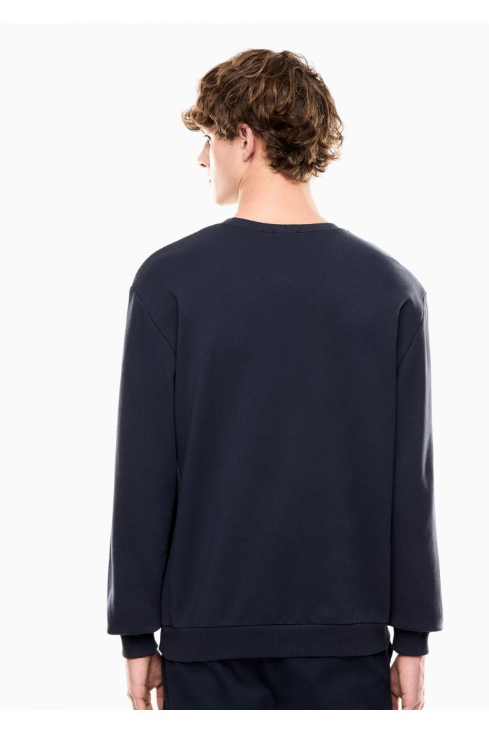 Stretch-cotton crew-neck sweatshirt with oversized logo