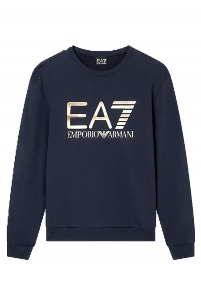 Stretch-cotton crew-neck sweatshirt with oversized logo