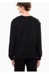 Stretch-cotton crew-neck sweatshirt with oversized logo