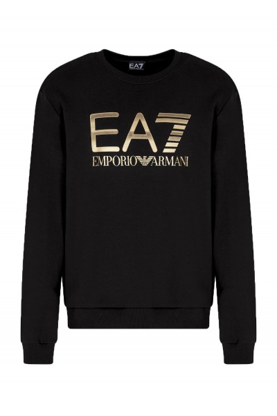 Stretch-cotton crew-neck sweatshirt with oversized logo