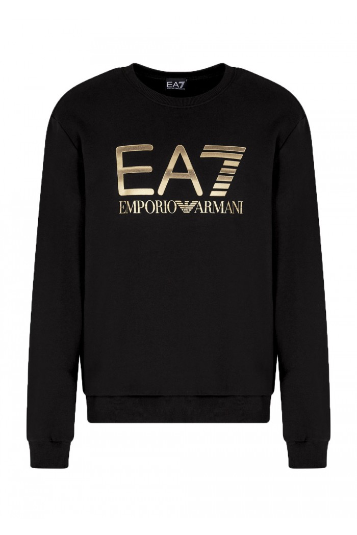 Stretch-cotton crew-neck sweatshirt with oversized logo