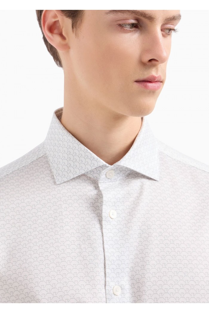Cotton shirt with all-over logo print