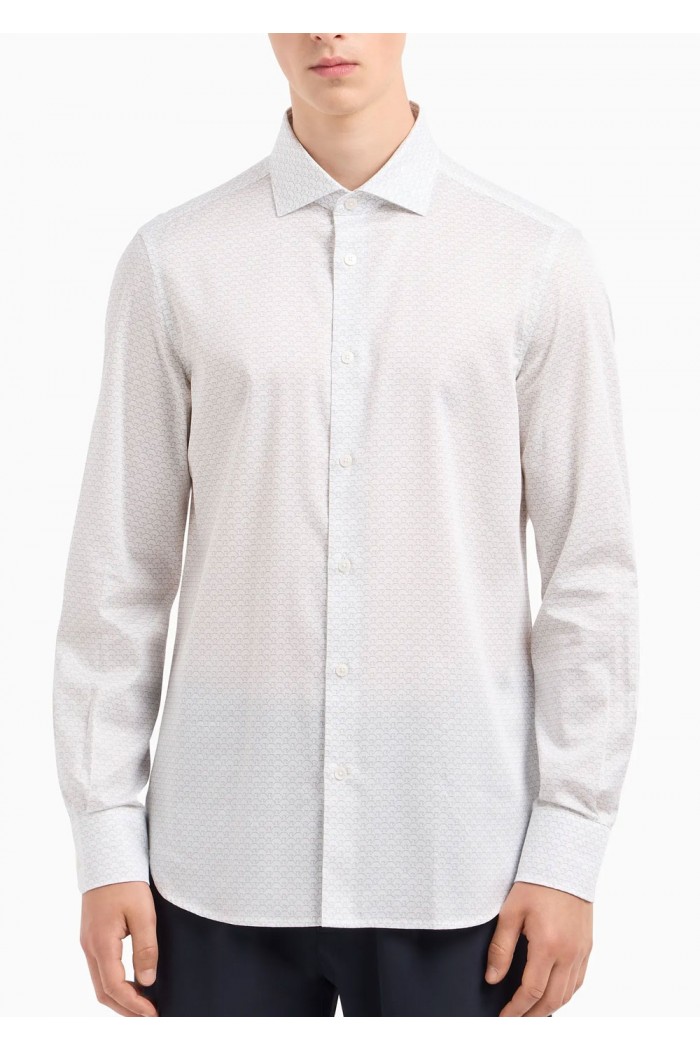 Cotton shirt with all-over logo print