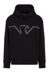 Hooded jersey sweatshirt with embossed domed logo