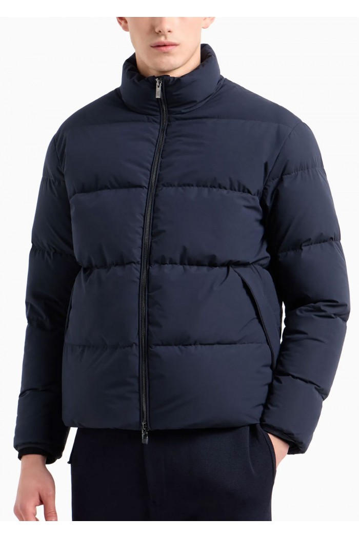 Quilted nylon, full-zip puffer jacket