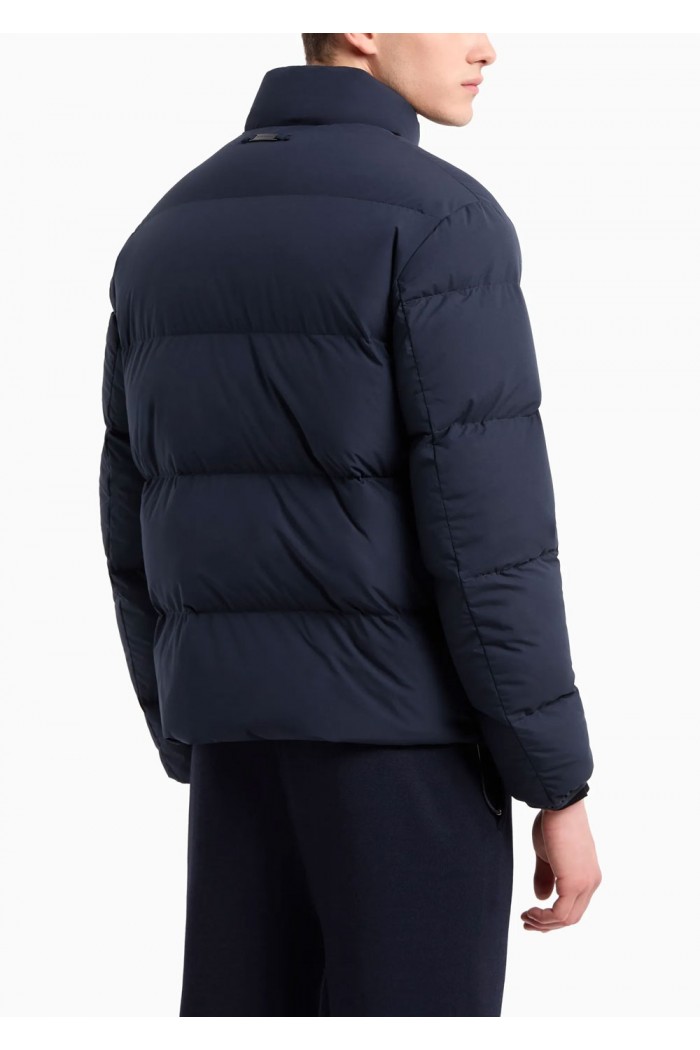 Quilted nylon, full-zip puffer jacket