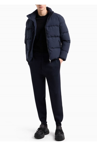 Quilted nylon, full-zip puffer jacket