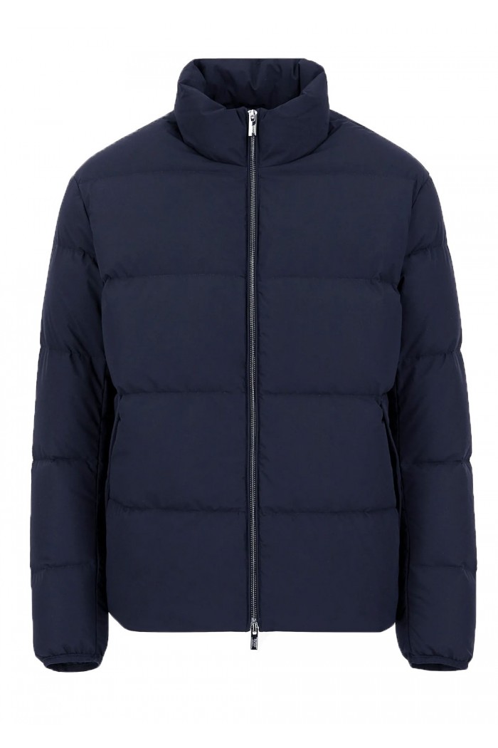 Quilted nylon, full-zip puffer jacket