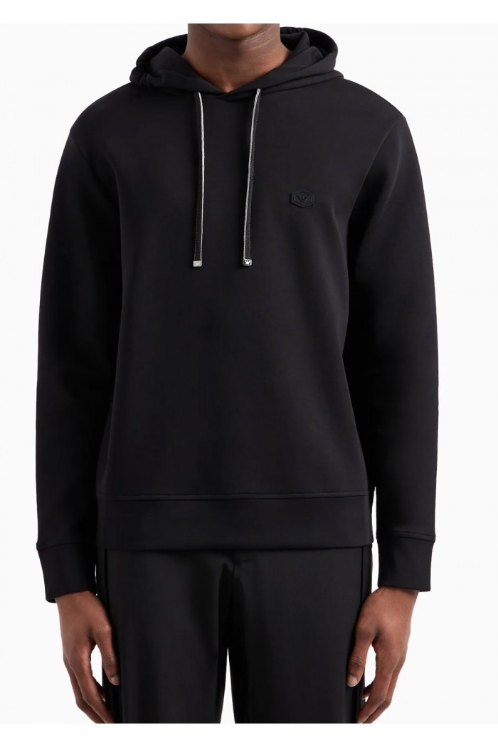 Hooded sweatshirt with micro logo patch