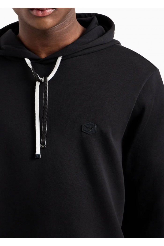Hooded sweatshirt with micro logo patch