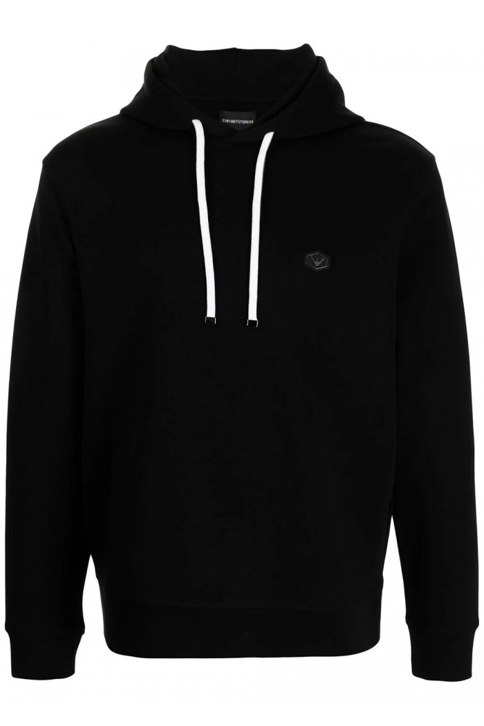 Hooded sweatshirt with micro logo patch