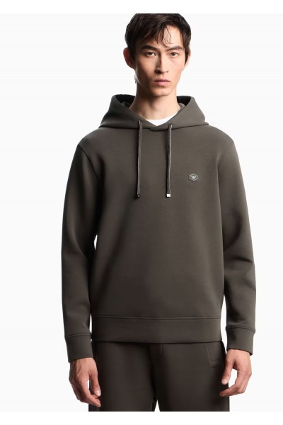 Hooded sweatshirt with micro logo patch