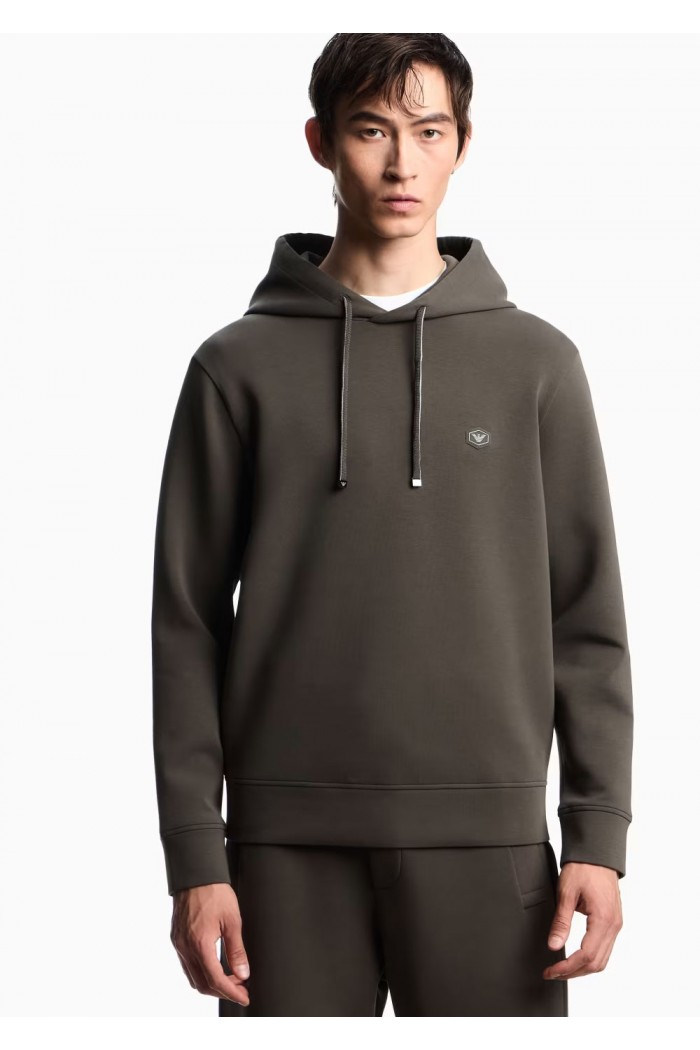 Hooded sweatshirt with micro logo patch