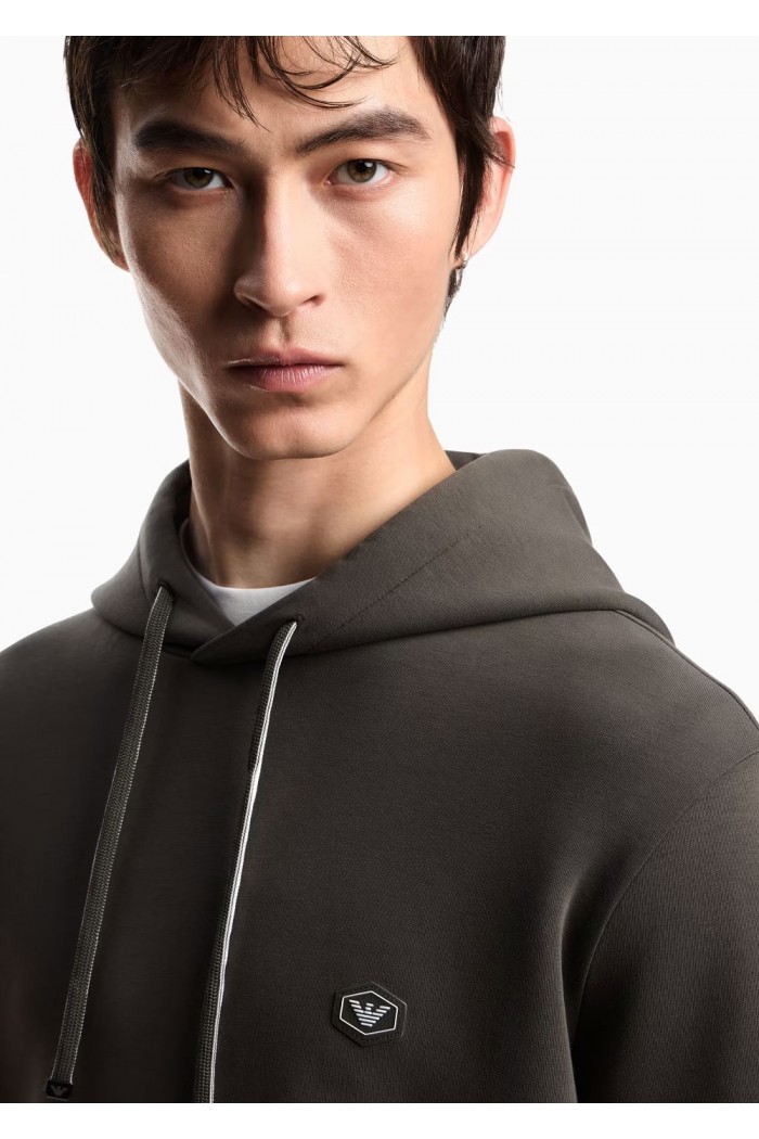 Hooded sweatshirt with micro logo patch