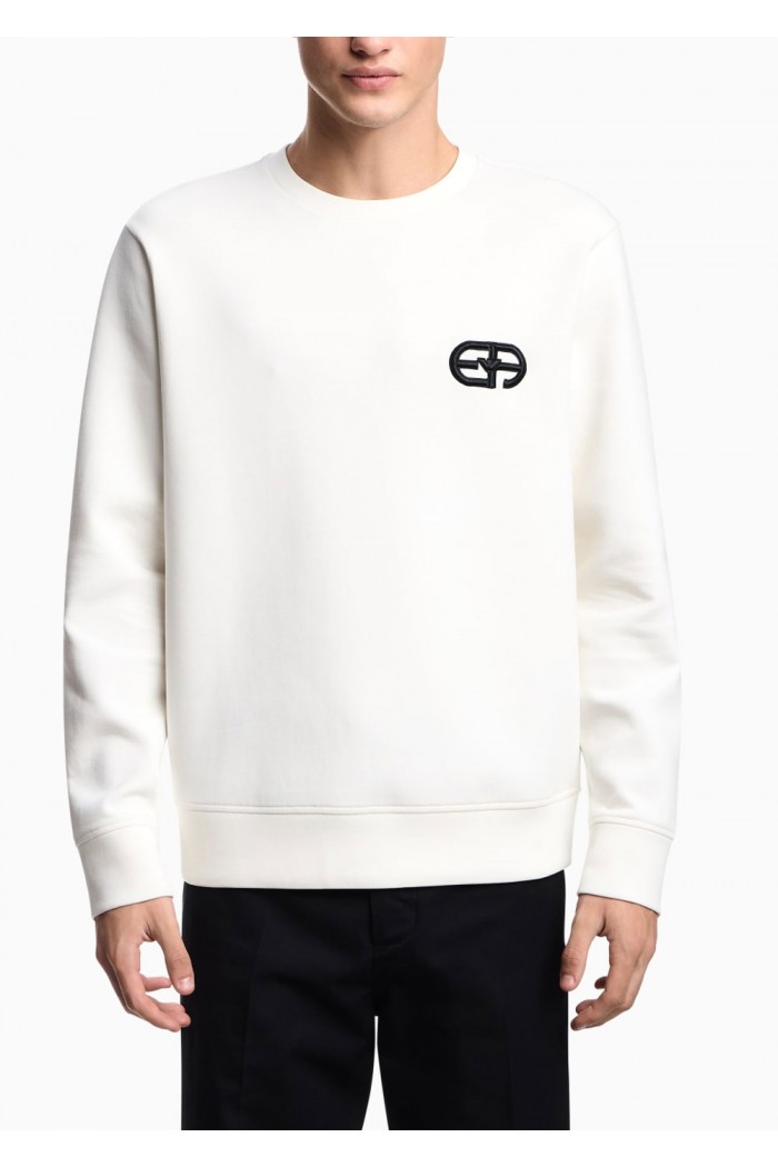 Double-jersey sweatshirt with embossed embroidered EA logo Double-jersey sweatshirt with embossed embroidered EA logo