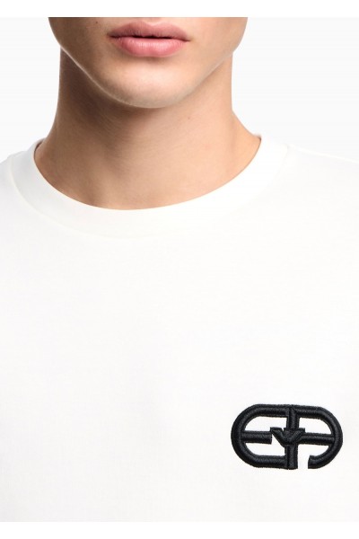 Double-jersey sweatshirt with embossed embroidered EA logo Double-jersey sweatshirt with embossed embroidered EA logo