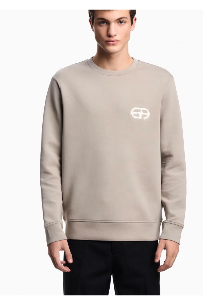 Double-jersey sweatshirt with embossed embroidered EA logo
