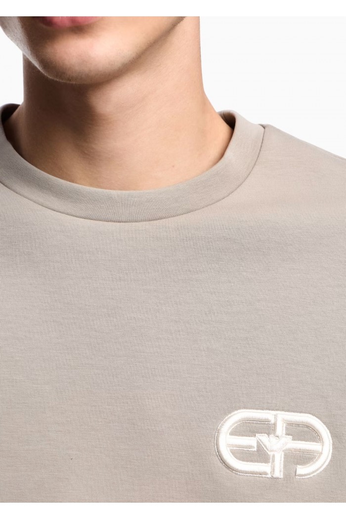 Double-jersey sweatshirt with embossed embroidered EA logo