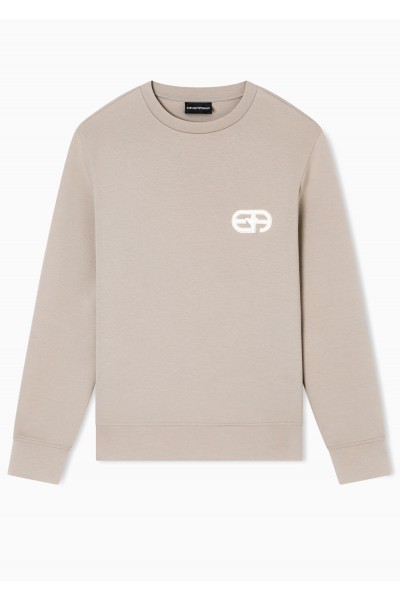 Double-jersey sweatshirt with embossed embroidered EA logo