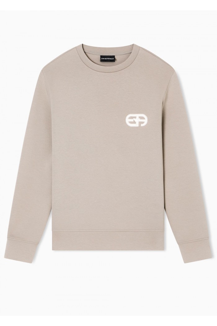 Double-jersey sweatshirt with embossed embroidered EA logo