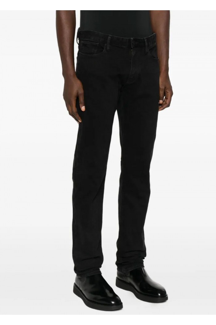 J06 slim-fit black washed denim jeans