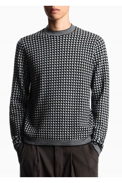 Jacquard virgin-wool jumper with repeated eagle motif