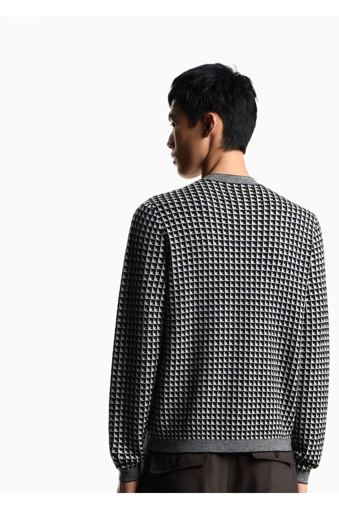 Jacquard virgin-wool jumper with repeated eagle motif