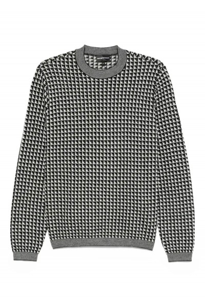 Jacquard virgin-wool jumper with repeated eagle motif