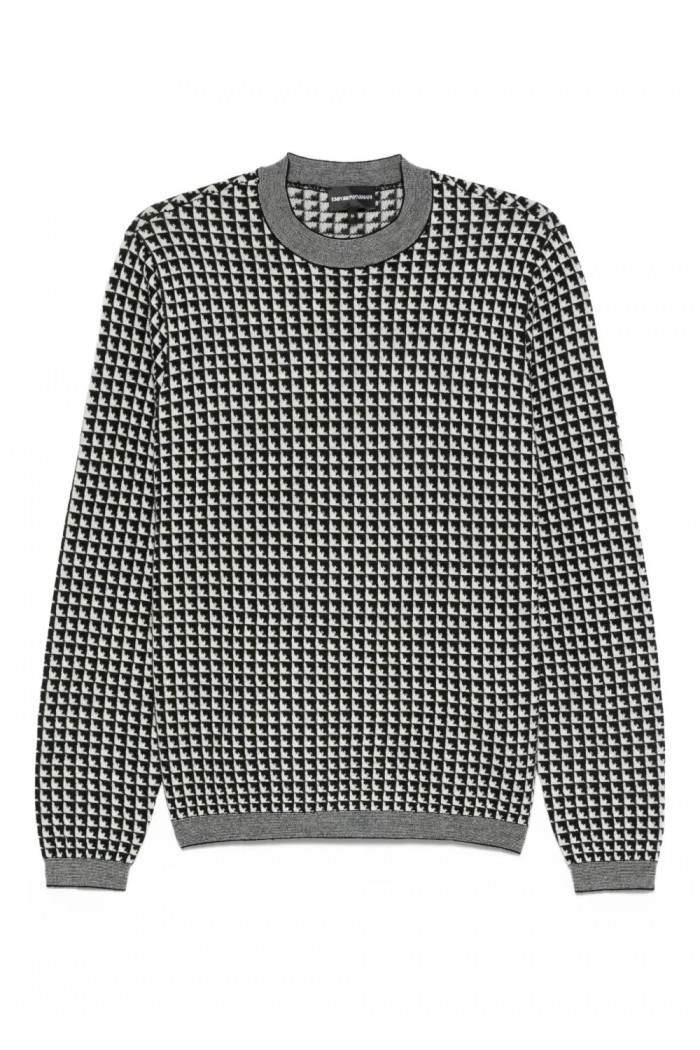 Jacquard virgin-wool jumper with repeated eagle motif