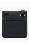 Nylon flat shoulder bag with monogram lettering