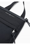 Nylon flat shoulder bag with monogram lettering