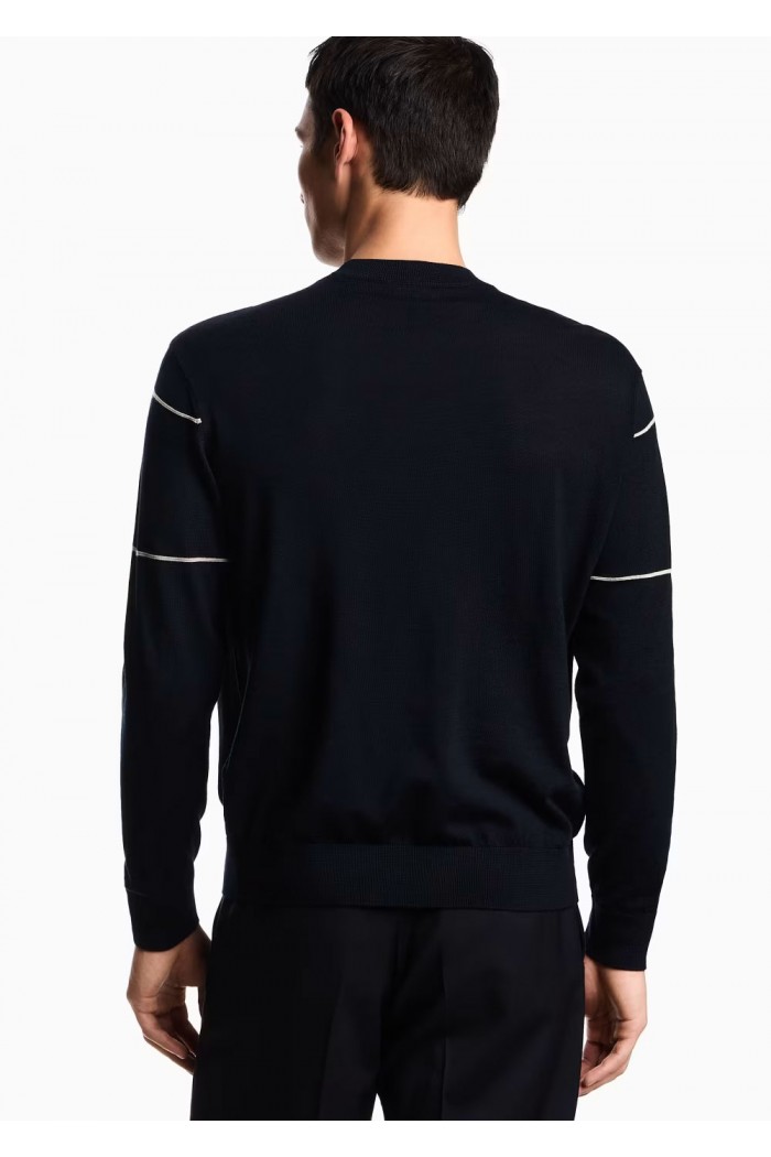 Virgin-wool jumper with jacquard logo
