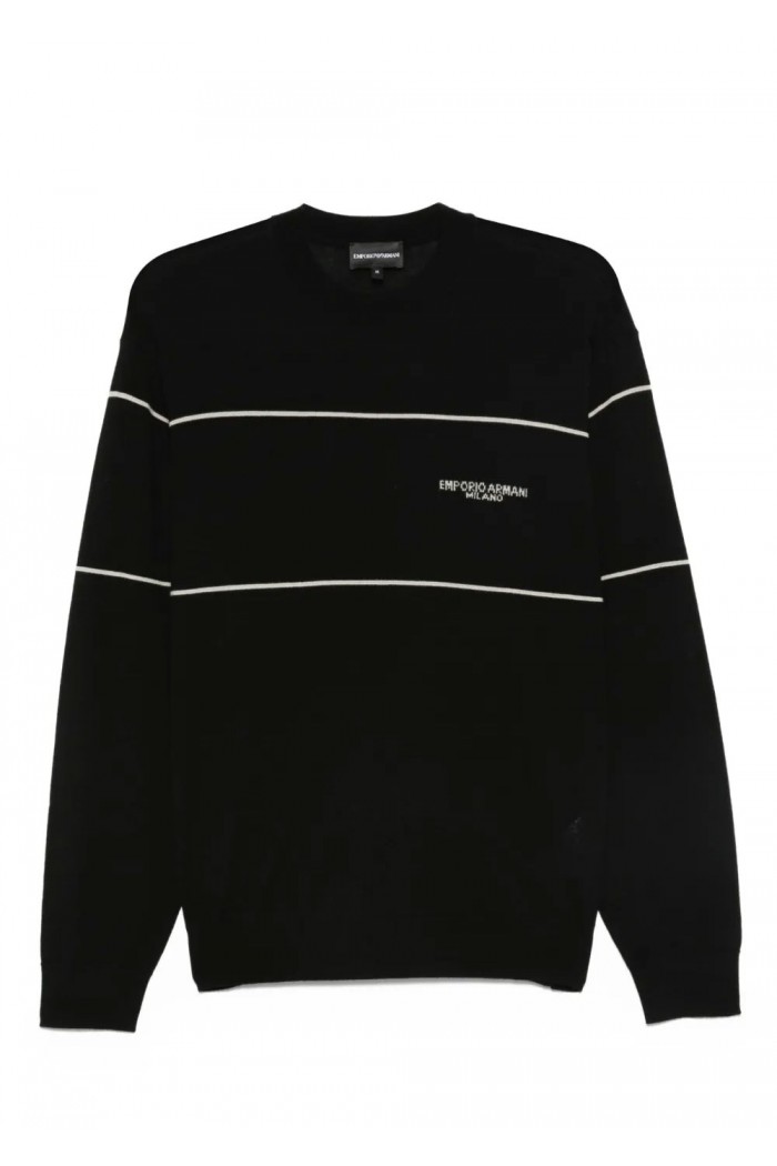 Virgin-wool jumper with jacquard logo