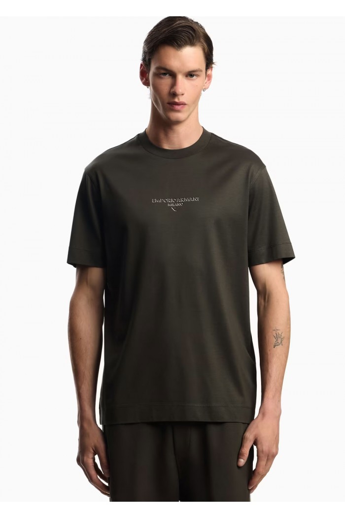 Lyocell blend jersey T-shirt with 3D-effect logo